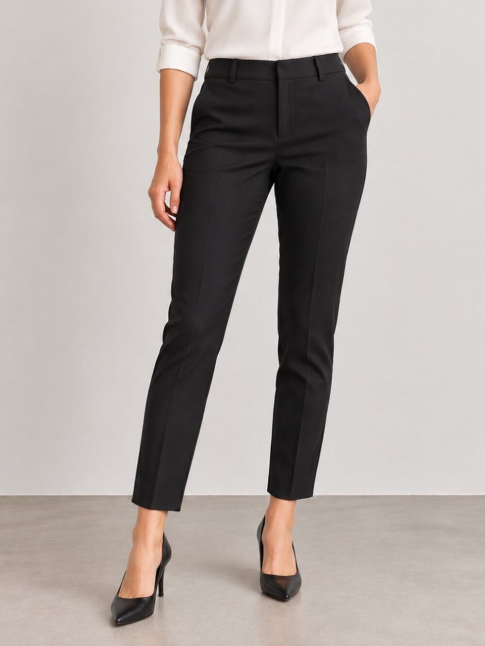 RW&CO Womens Signature Fit Slim Leg Ankle Dress Pants Trousers Black Size 8